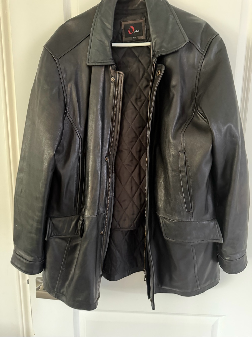 Men's Black Leather Jacket - Quilted Lining
